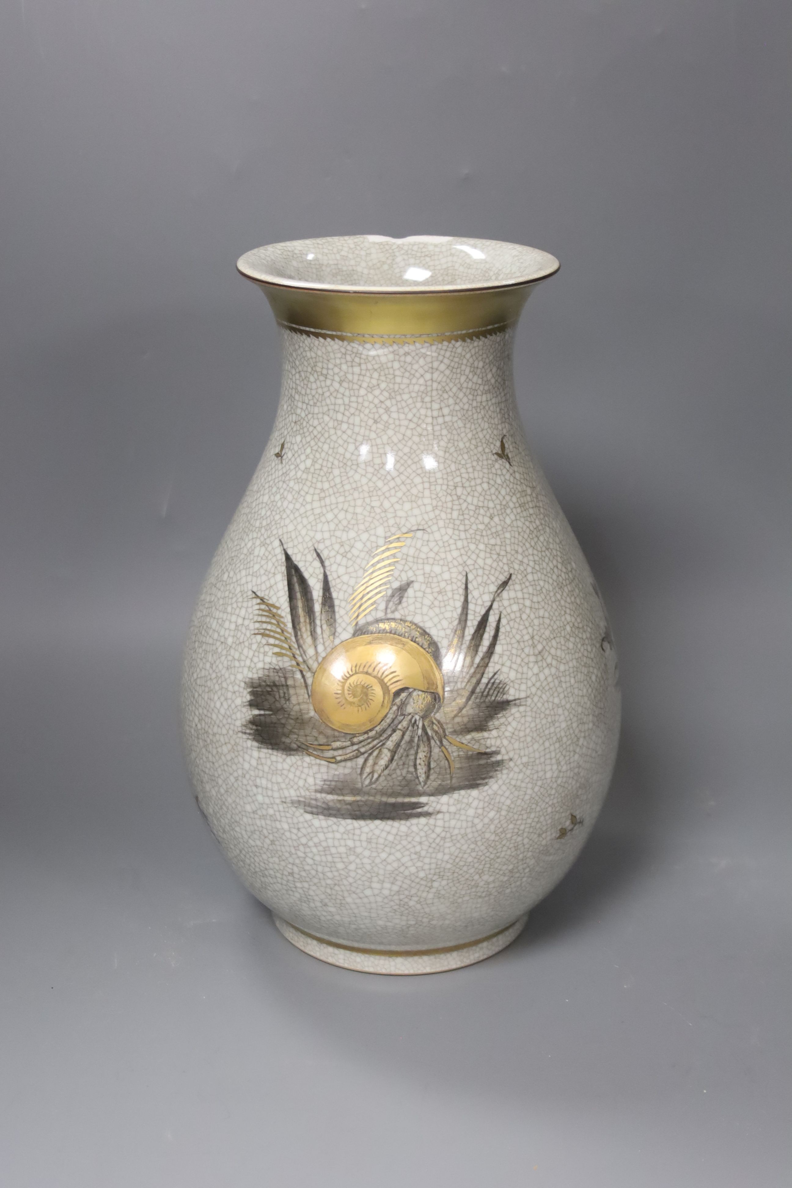 A Royal Copenhagen crackle-glazed oviform vase, H 31cm